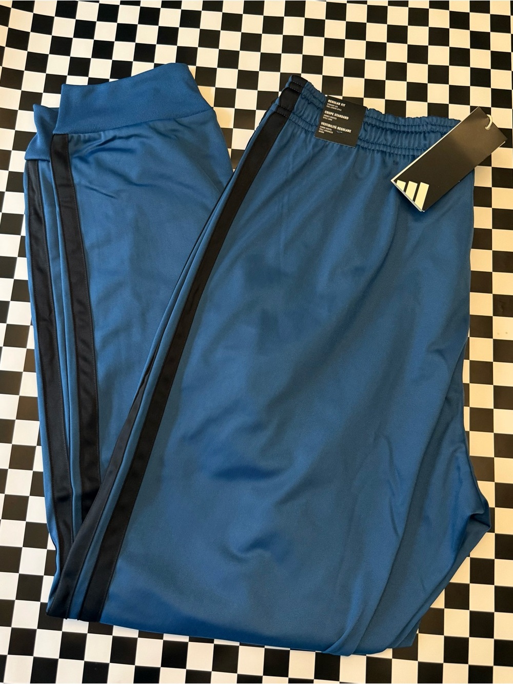 adidas Blue Joggers with Black Side Stripes